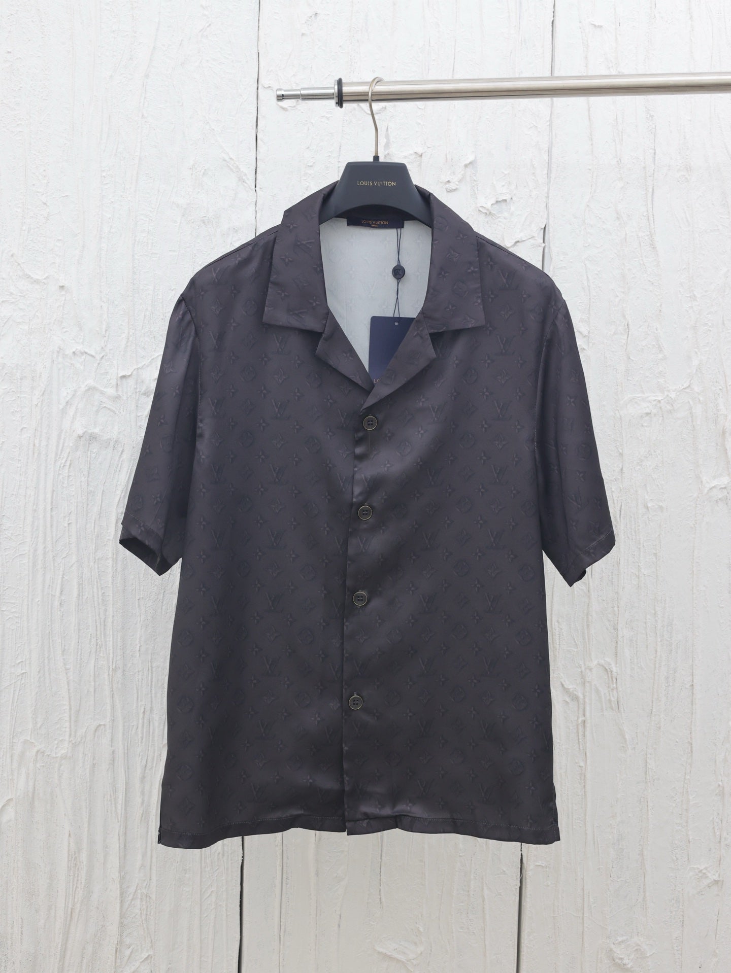 LV Jacquard Collar Short-Sleeve Shirt