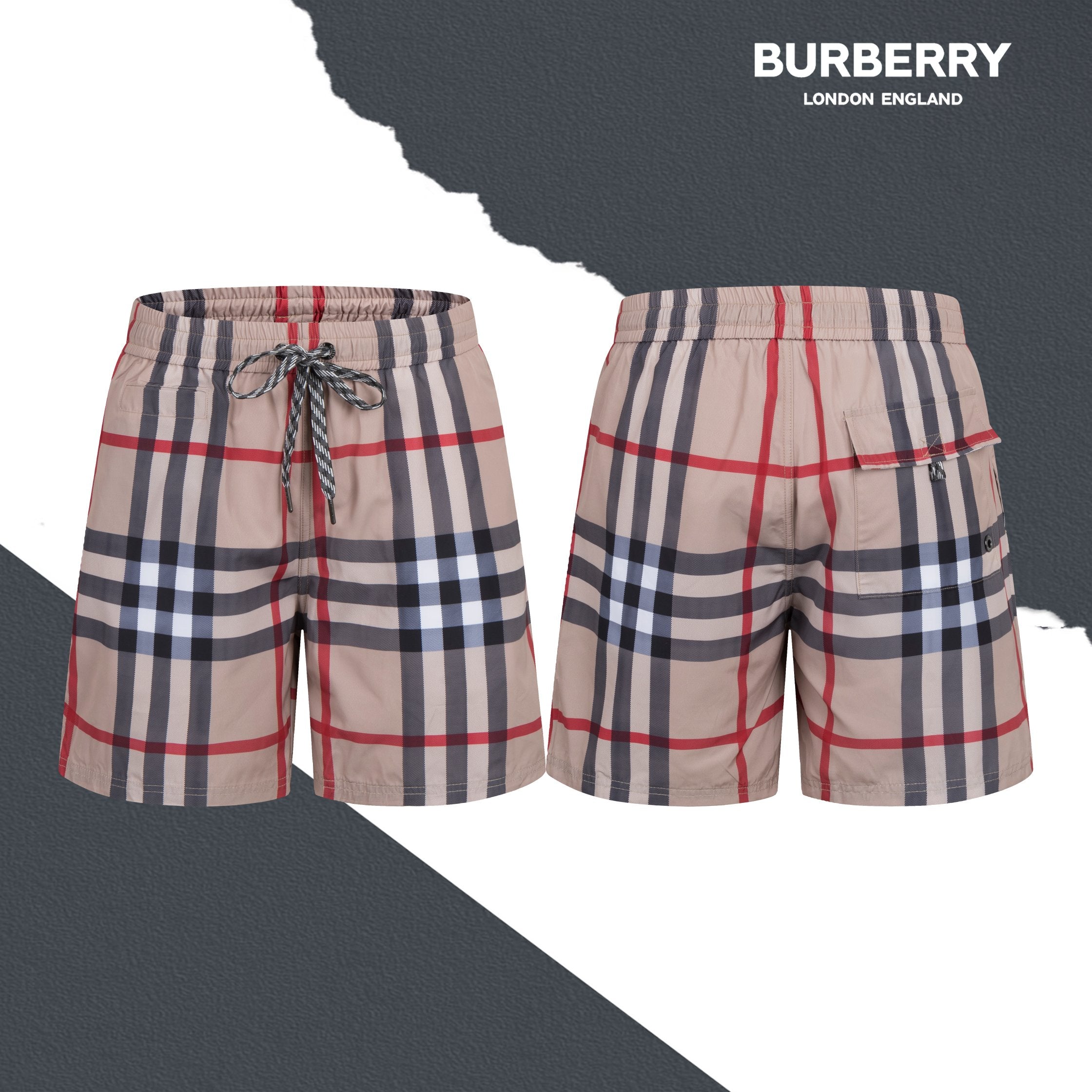 Burberry check beach shorts