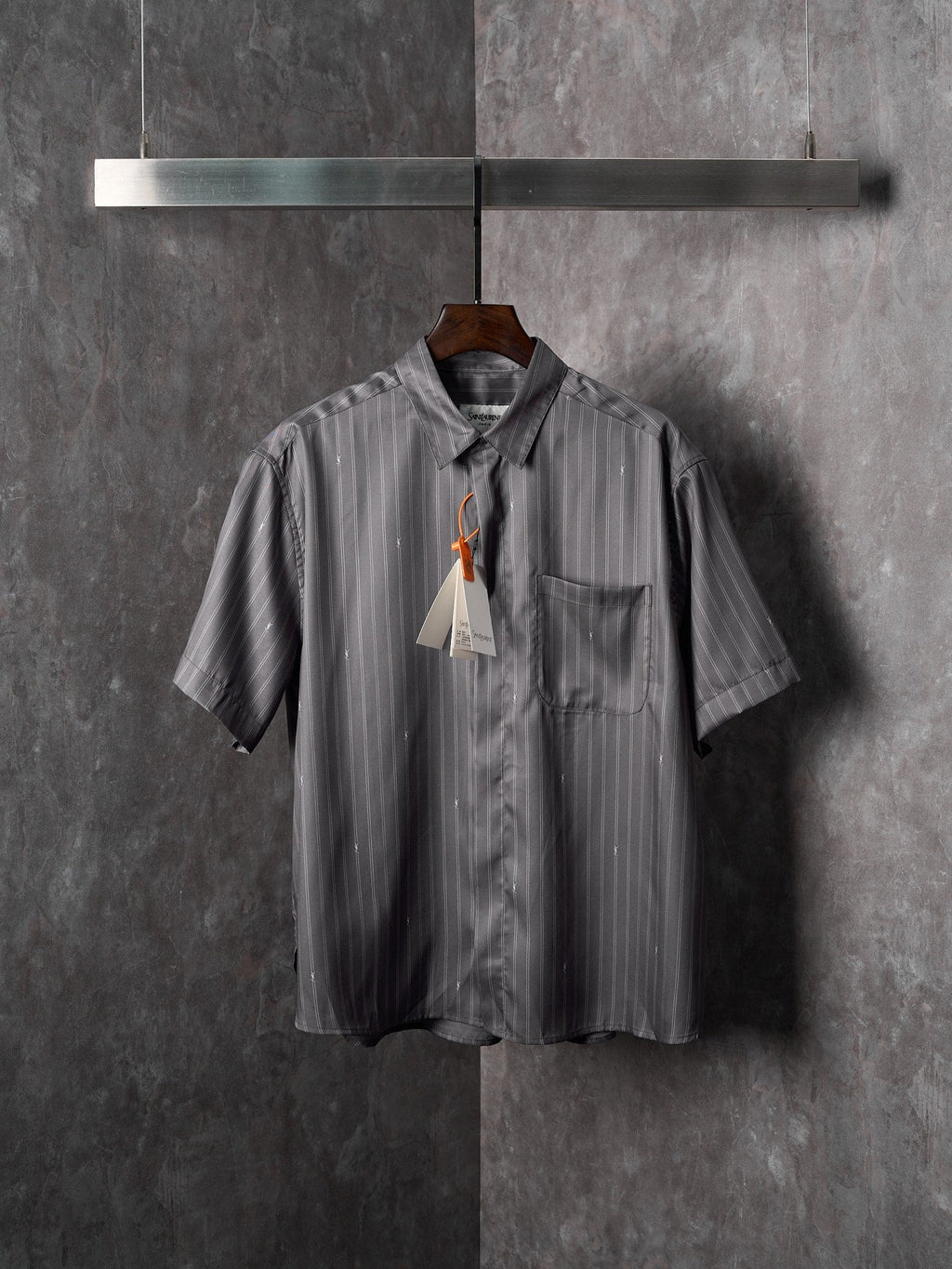 YSL Striped Jacquard Silk T-Shirt