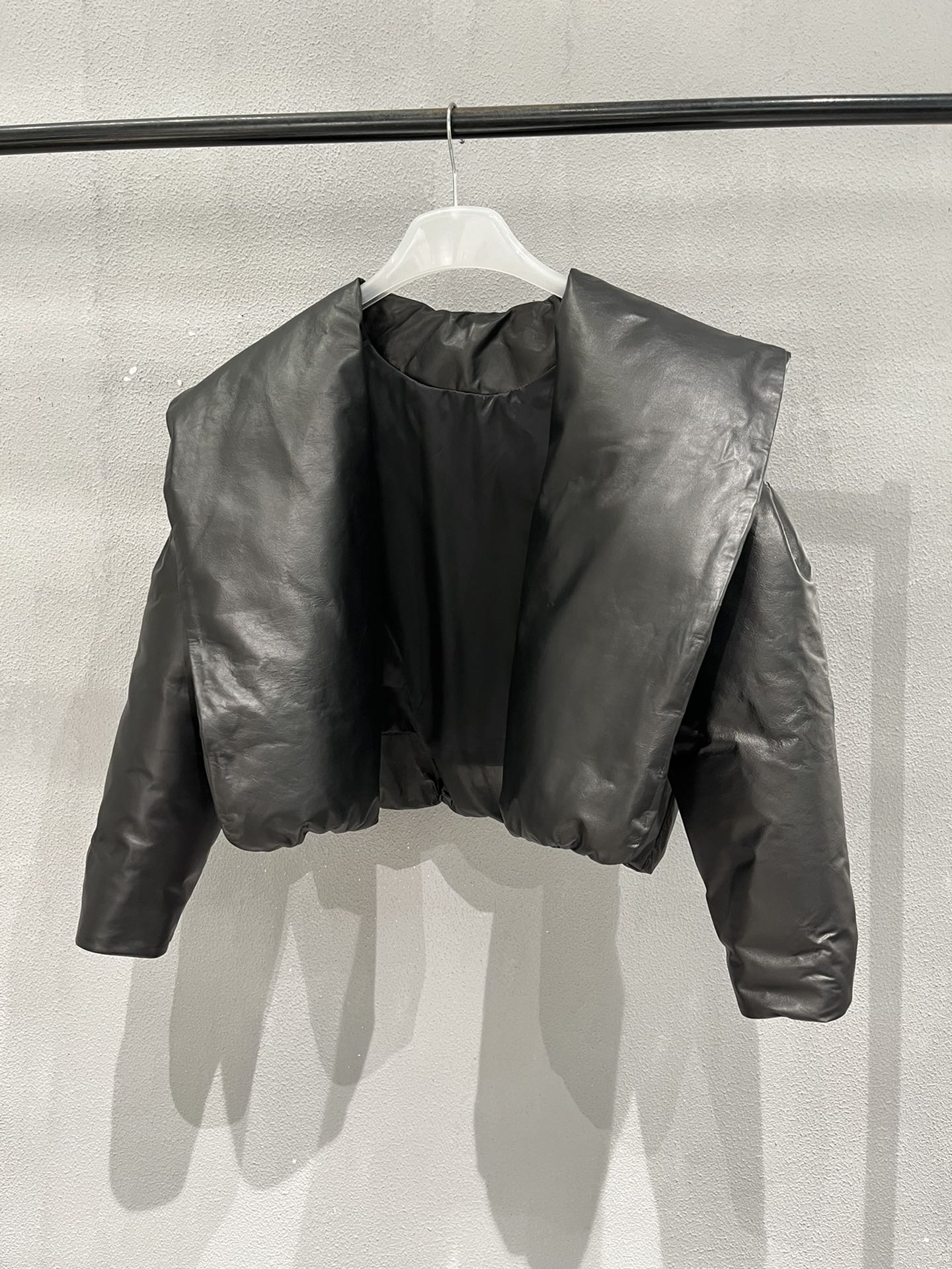 Women's YSL Embroidered Leather Down Jacket