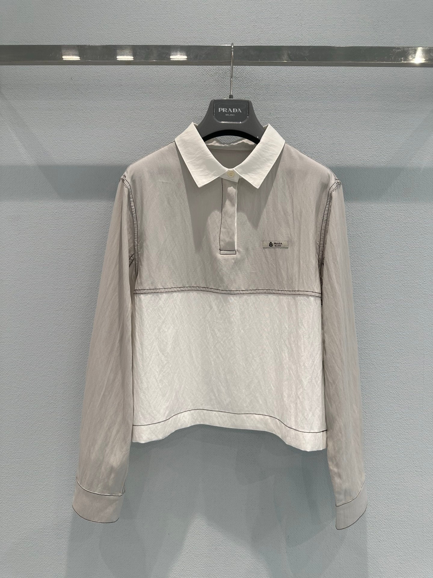 Prada Long-sleeved Linen/Cotton Top
