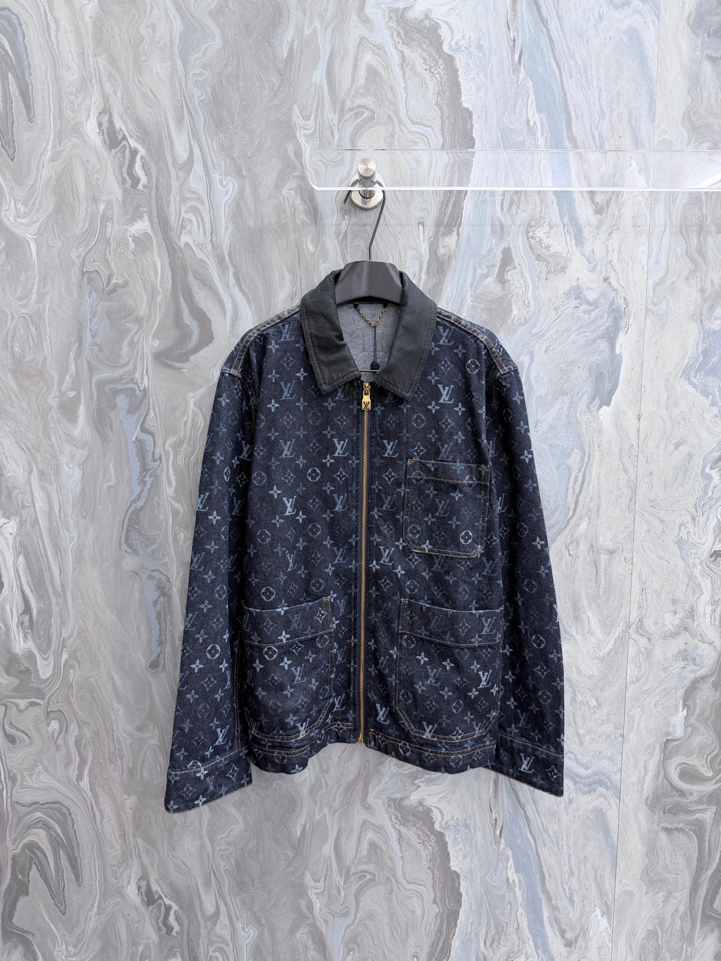 LV Monogram Lapel Zip Up Jacket
