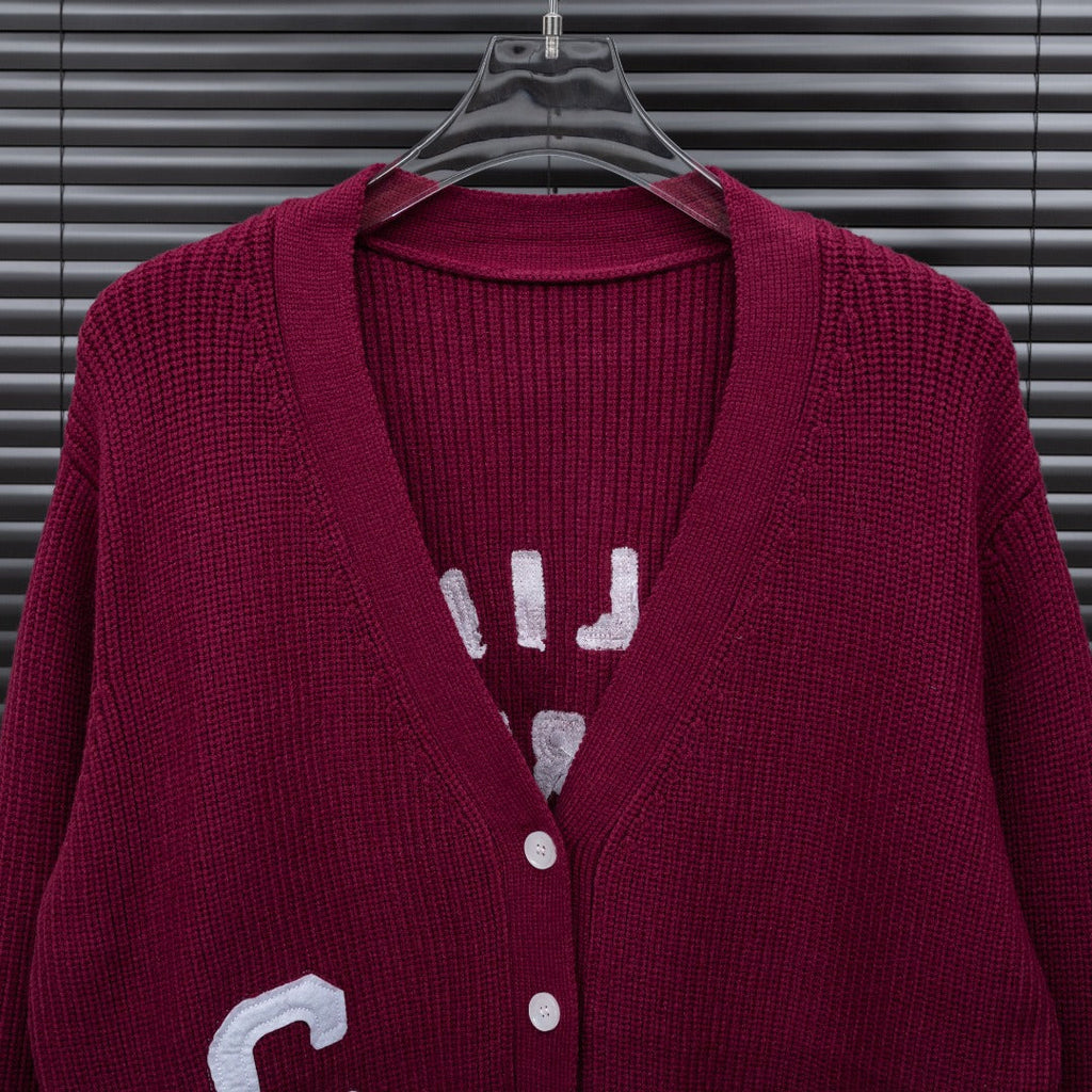 Celine Leather Logo Cardigan