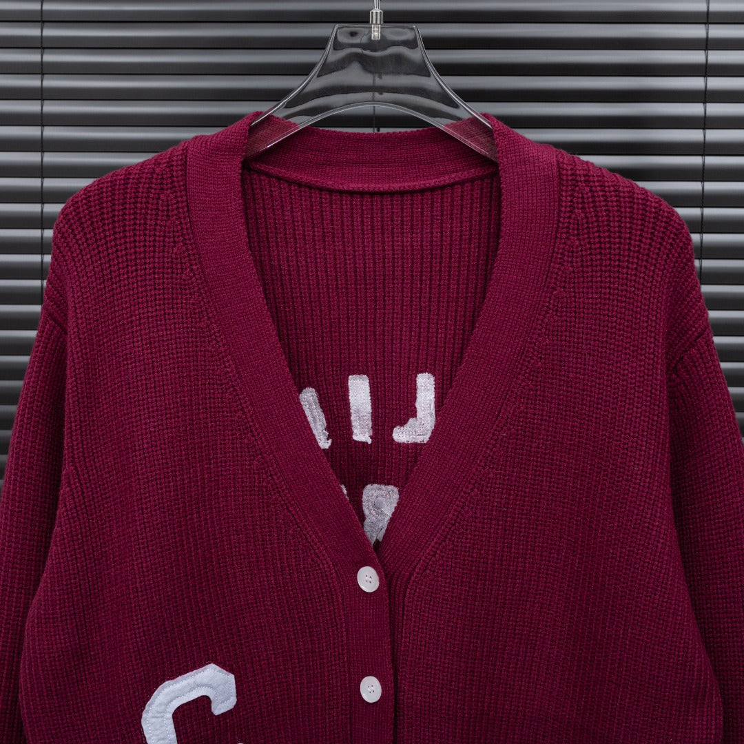 Celine Leather Logo Cardigan