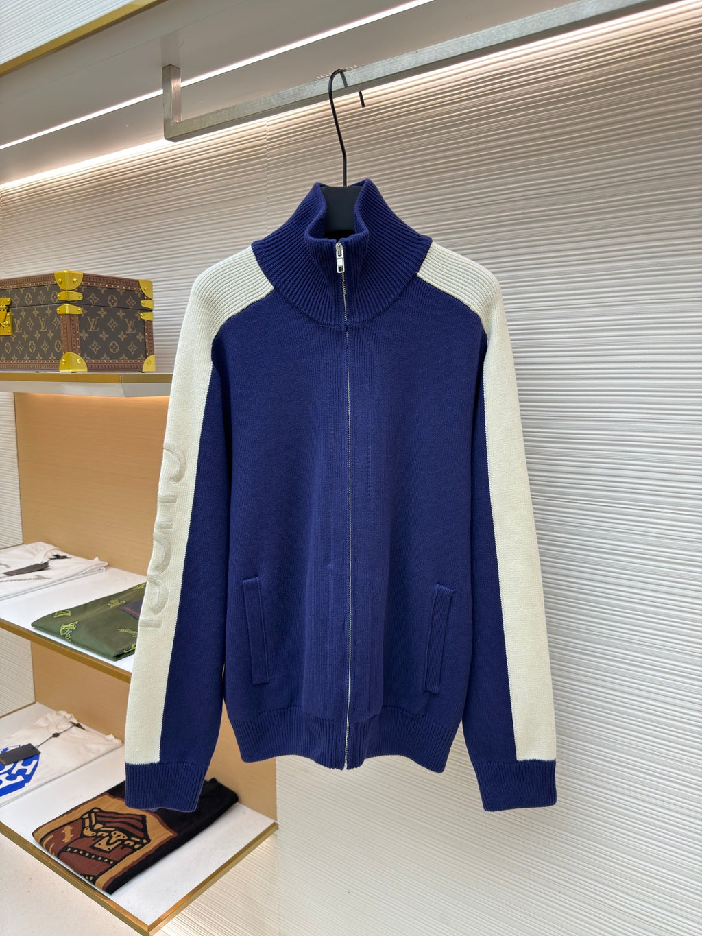 Gucci Embroidered Patchwork Knit Zip -Up Sweater