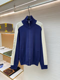 Gucci Embroidered Patchwork Knit Zip -Up Sweater