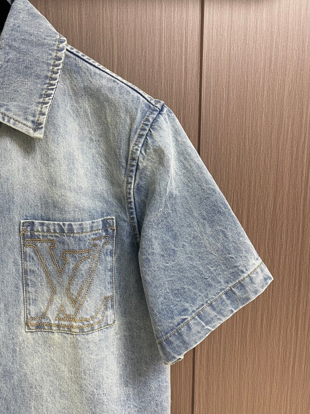 LV Denim Shorts Sleeve Shirt
