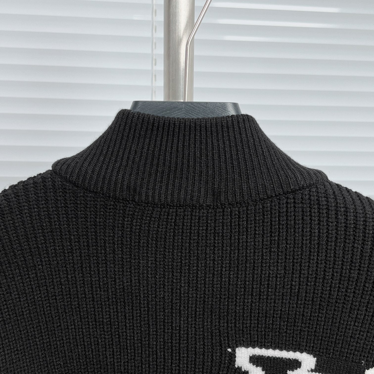 LV Jacquard Zip-Up Turtleneck Sweater