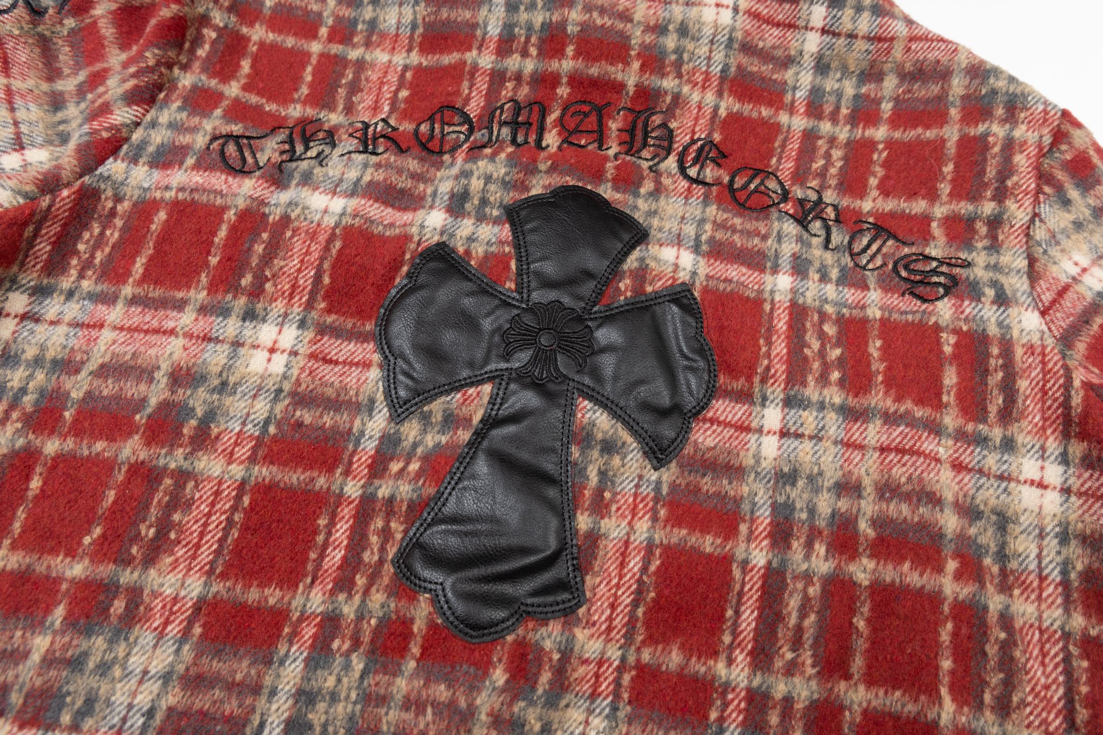 Chrome Heart leather label embroidered wool Shirt