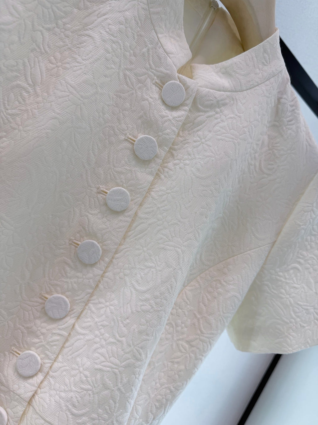 Women CD Embossed Jacquard Stand Collar Long Dress