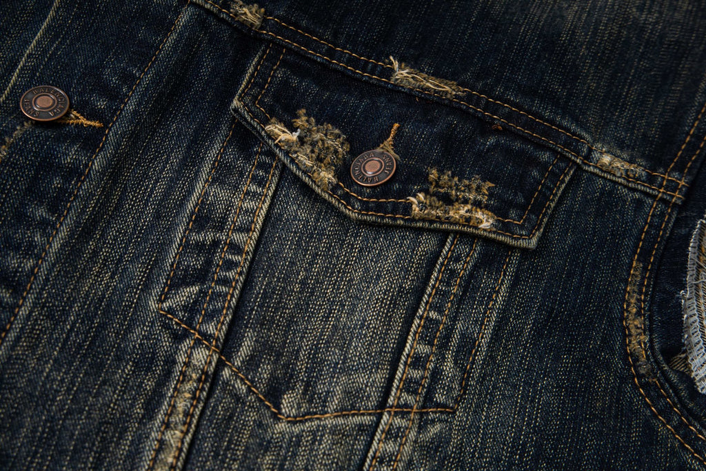 Balenciaga Distressed and Ripped Loose Fit Denim Vest Jacket