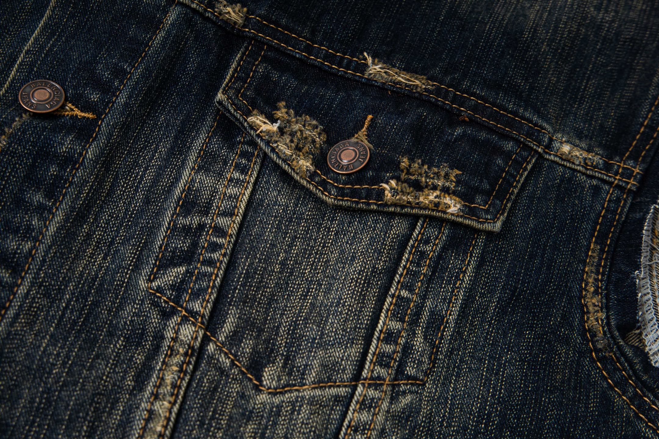 Balenciaga Distressed and Ripped Loose Fit Denim Vest Jacket