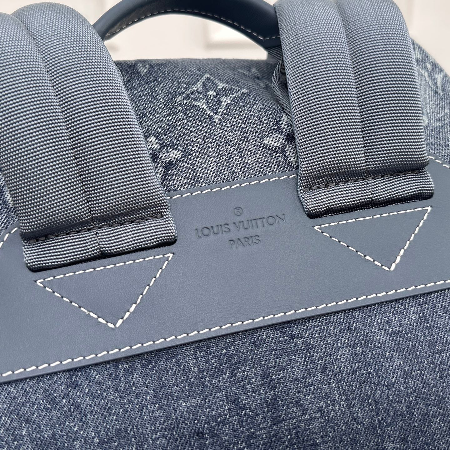 LV Embossed Denim Backpack