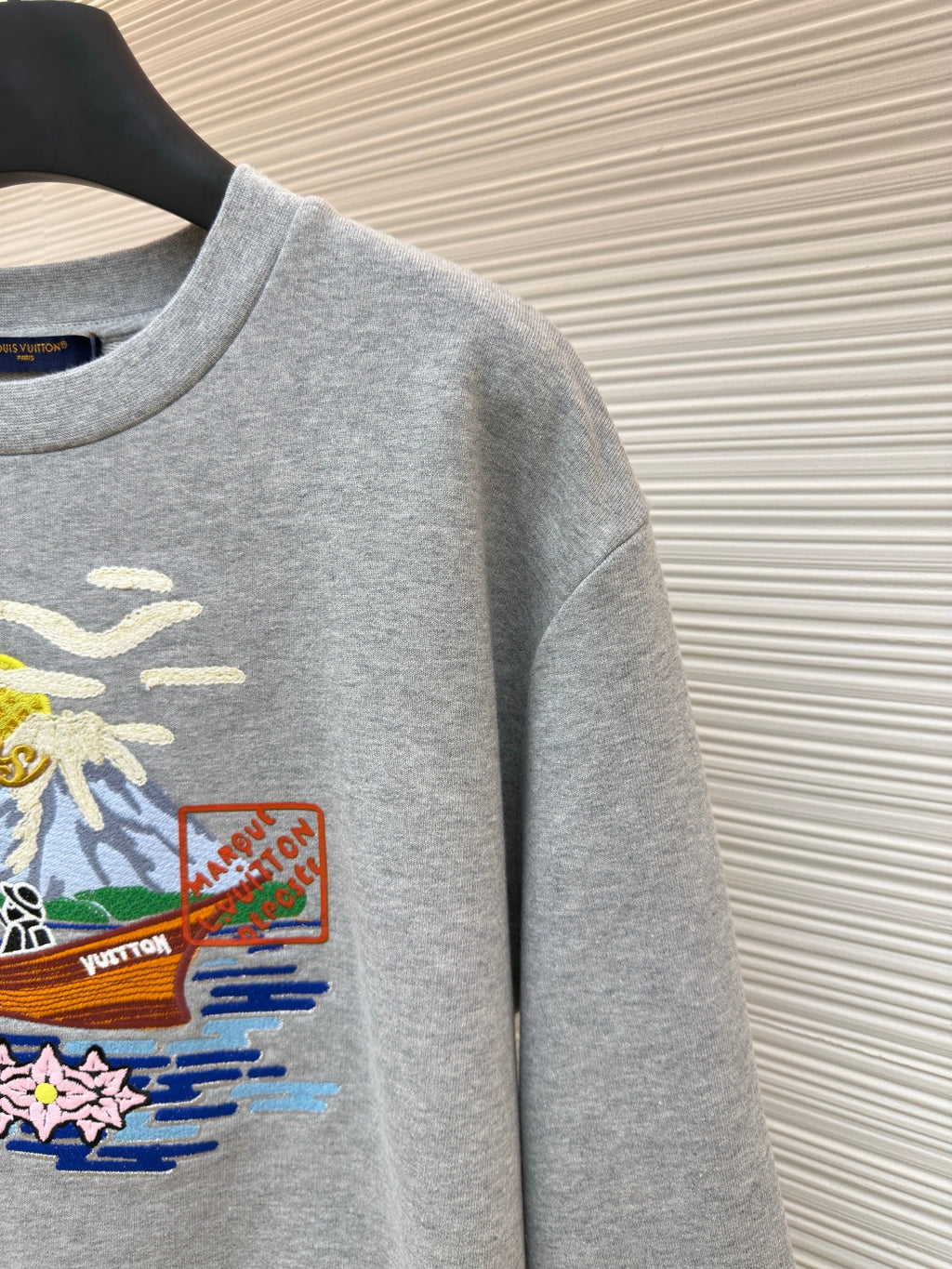 LV Fishing Embroidered Crew Neck Sweatshirt