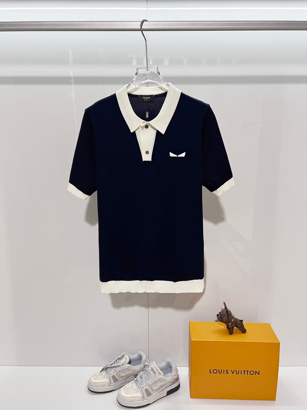 Fendi Double FF Monsters Eye Knit Polo Shirt