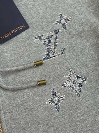 LV Embroidered Zip-Up Hoodie