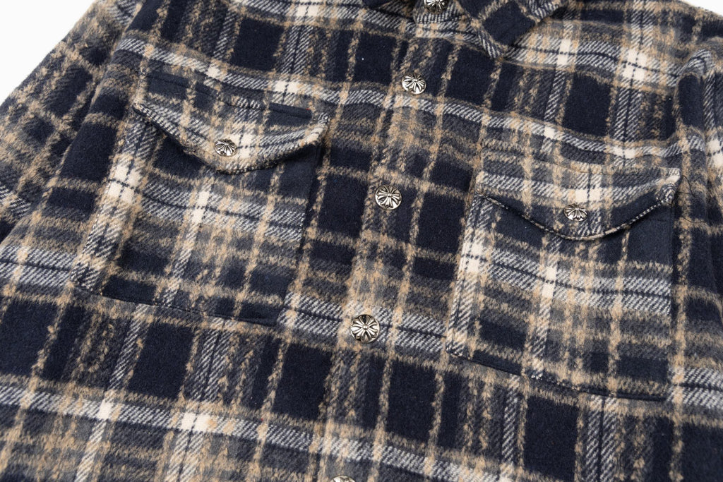 Chrome Heart leather label embroidered wool Shirt