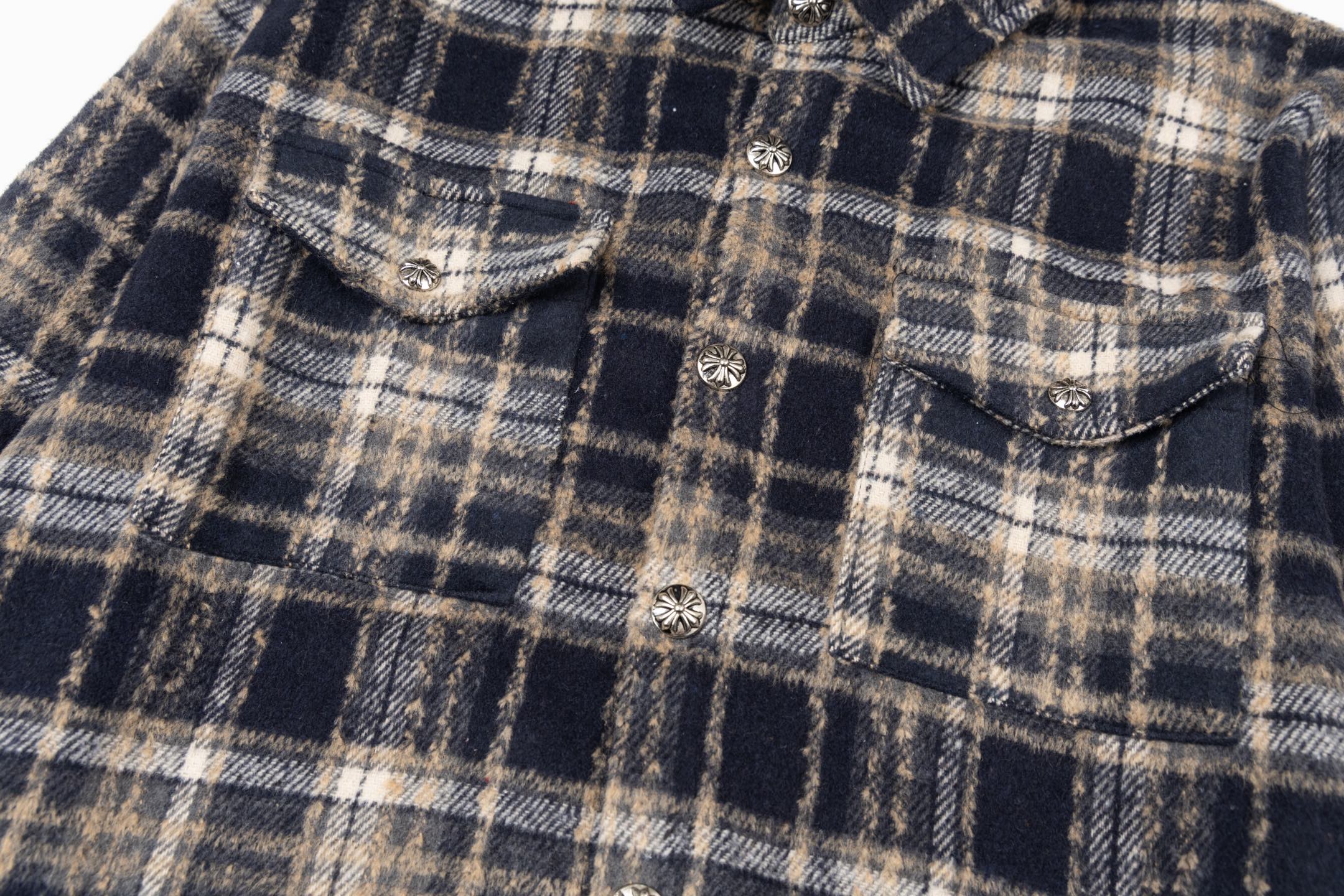 Chrome Heart leather label embroidered wool Shirt