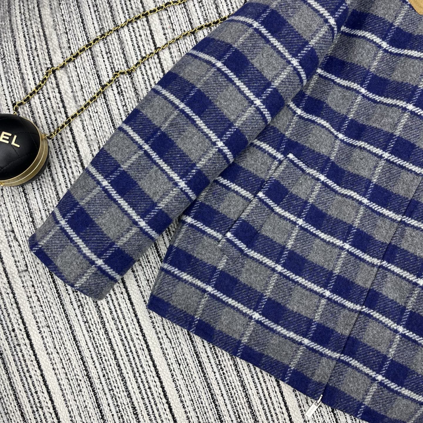 Miu Miu Women's Plaid Suede Wool Jacket