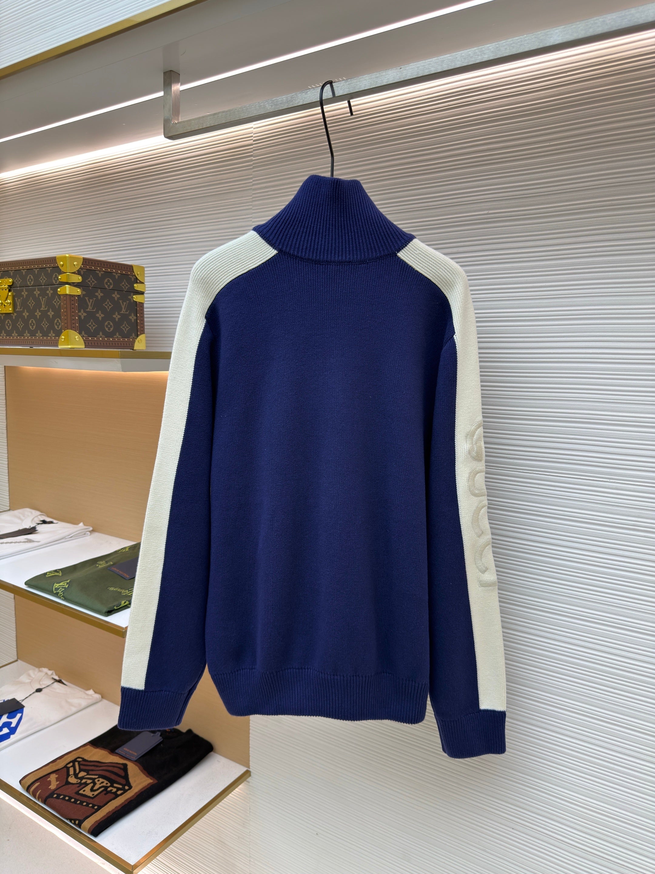 Gucci Embroidered Patchwork Knit Zip -Up Sweater