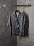 LV MONOGRAM Full-Panel Raindrop Print Mulberry Silk Short-Sleeve Shirt