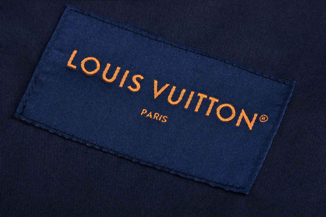LOUIS VUITTON Black and Gold Embroidered Collar Denim Jacket