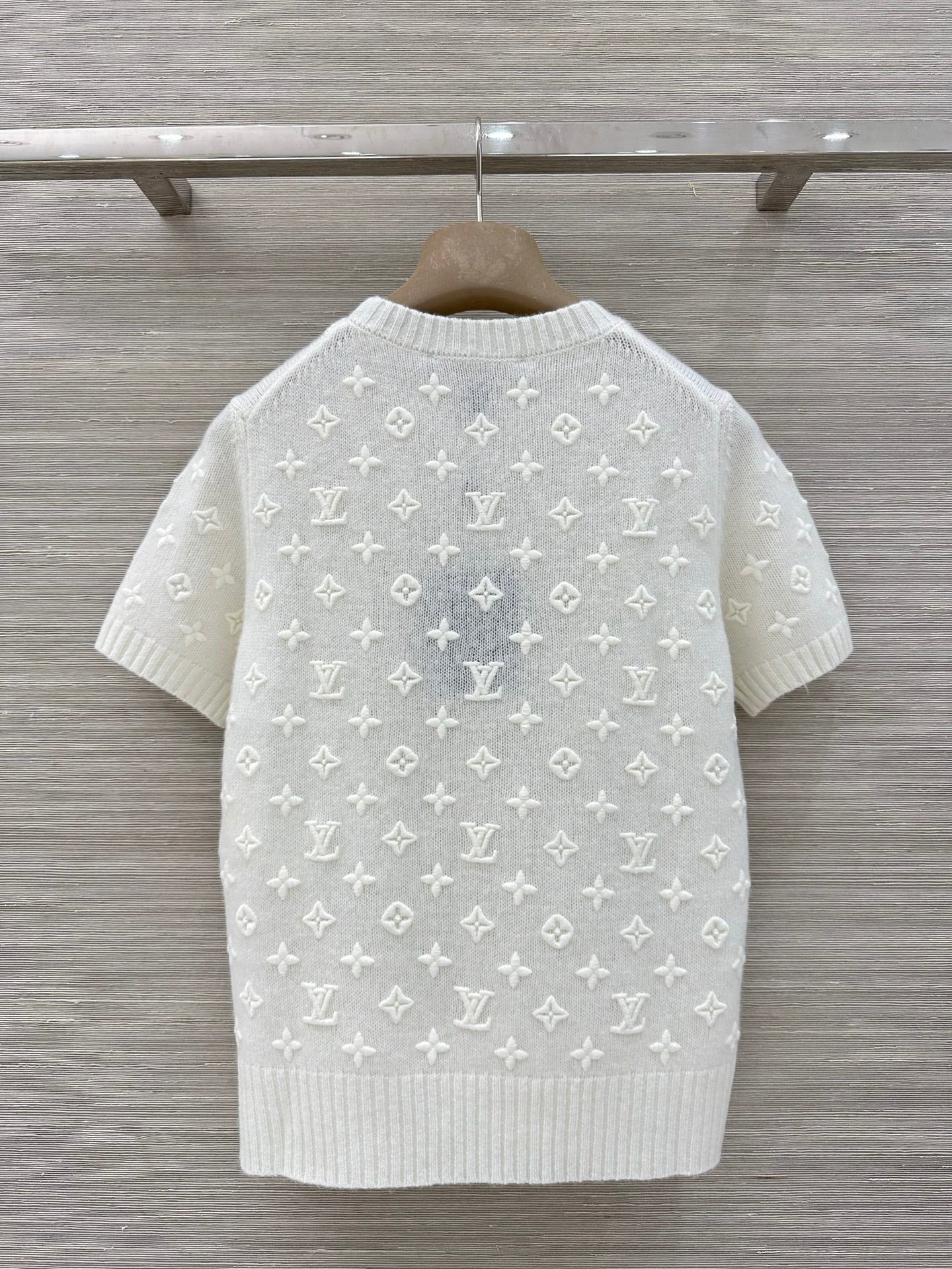 LV 3D MONOGRAM embroidered knit short-sleeved Shirt