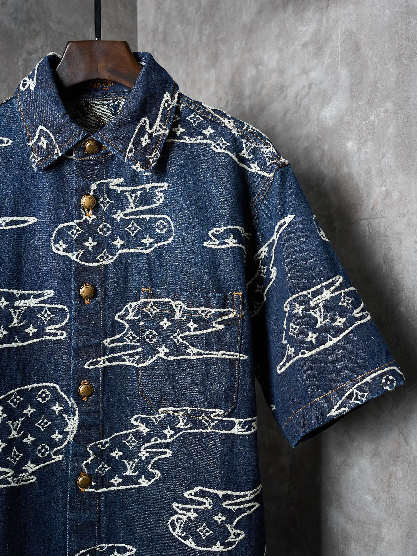 LV Cloud Jacquard Denim short sleeve shirt