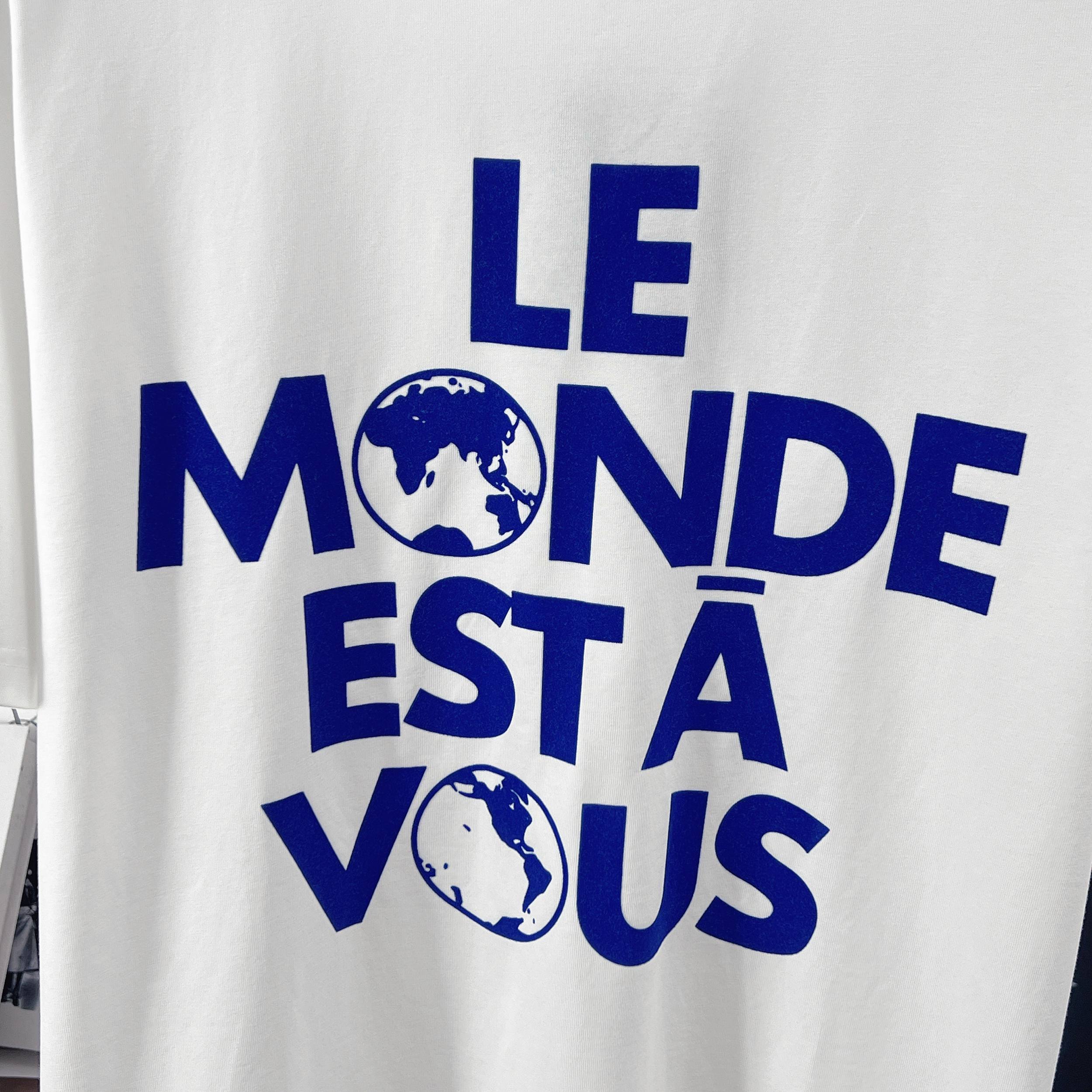 LV Earth flocked Print- Sleeve T-Shirt