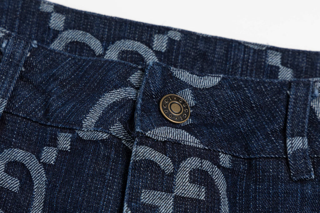 Gucci Cable Knit All over washed denim shorts