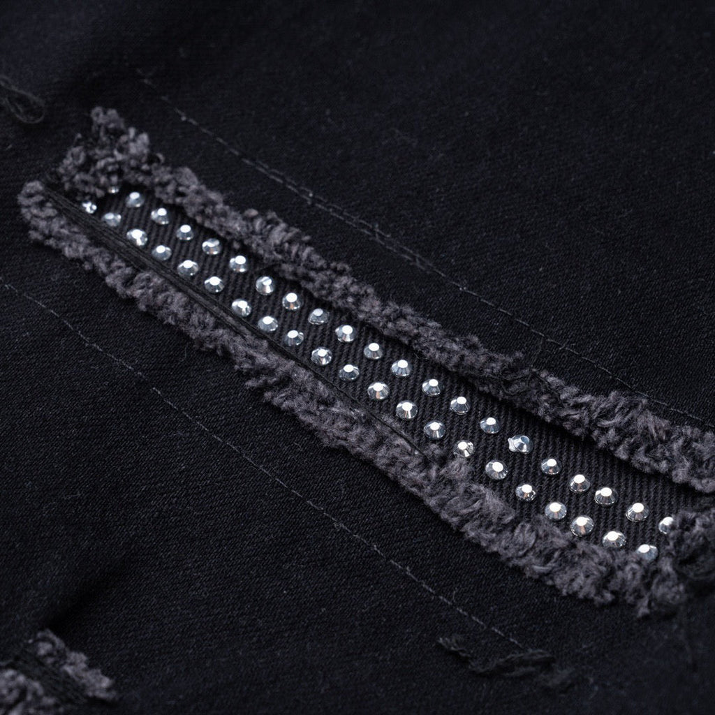 AMIRI black ripped and rhinestone-embellished high-street jeans!