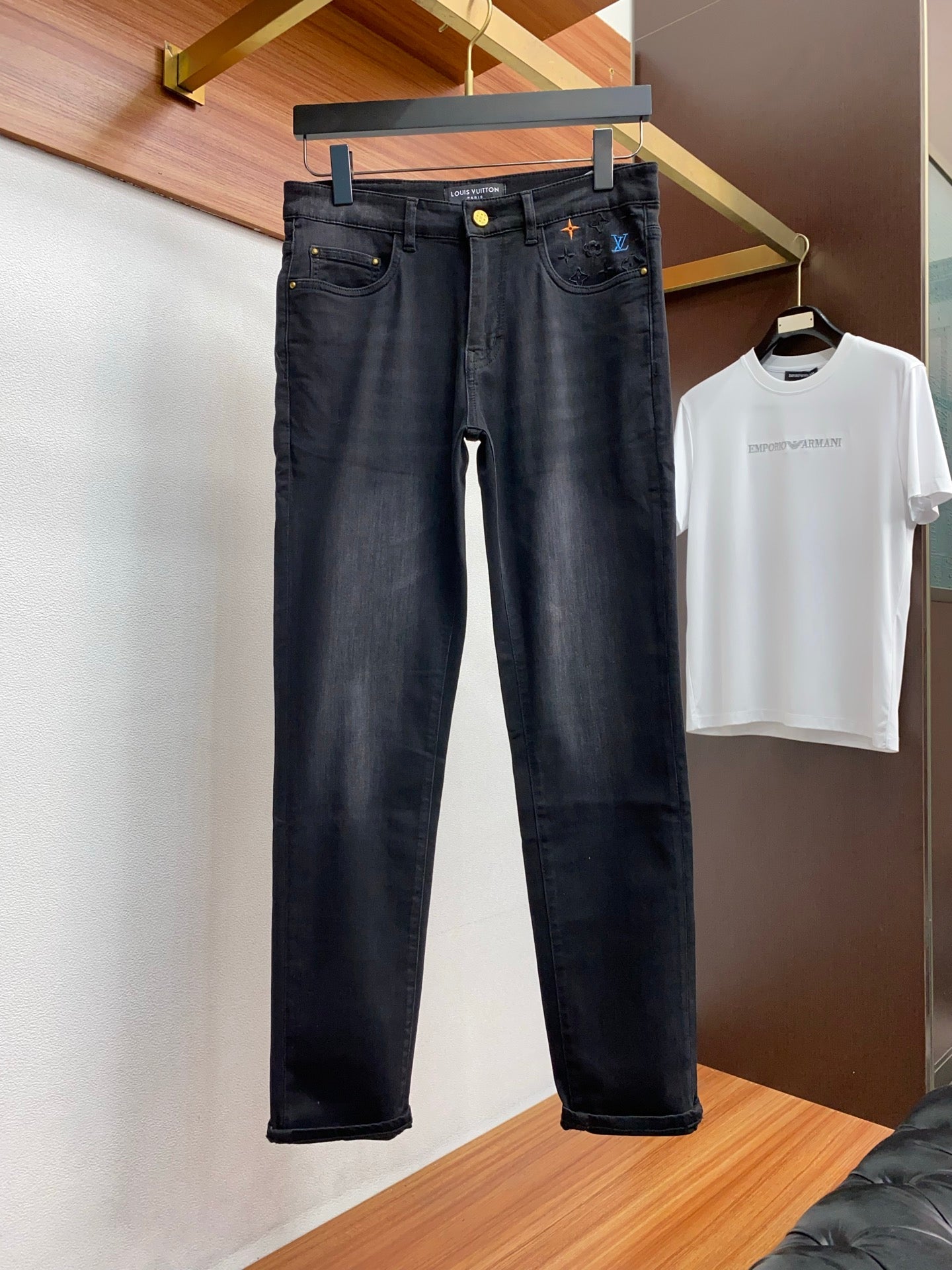 LV Slim Fit Straight-Leg Jeans