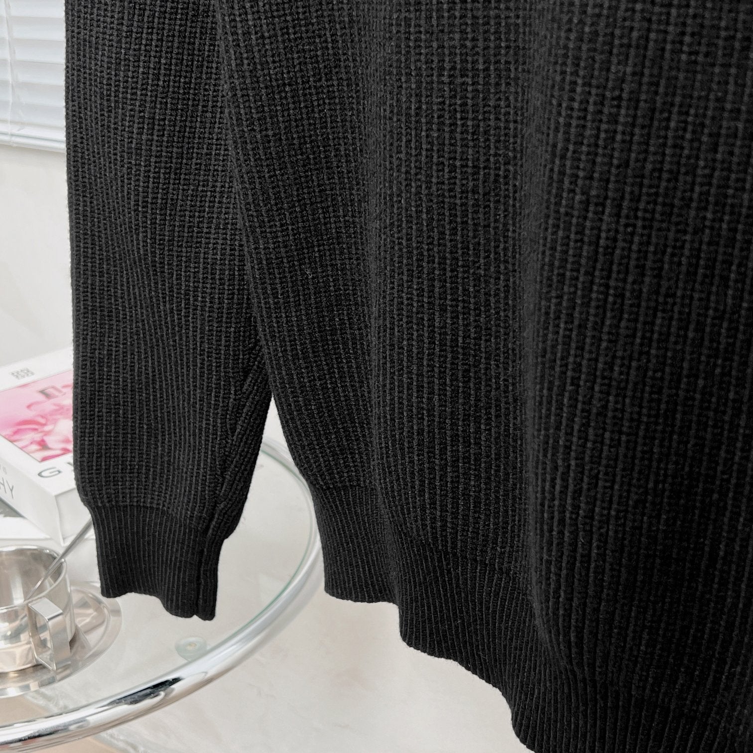 LV Jacquard Zip-Up Turtleneck Sweater