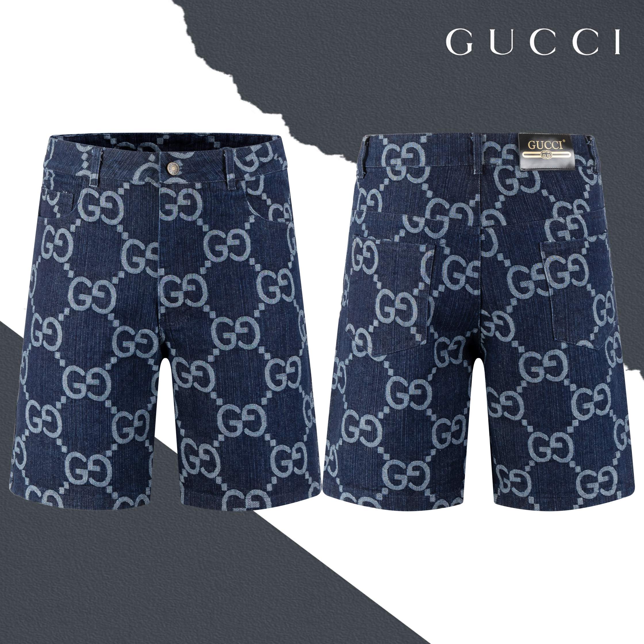 Gucci Cable Knit All over washed denim shorts