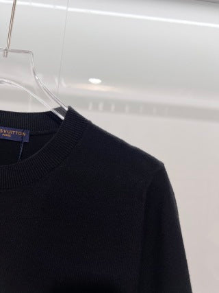 LV Embroidered Crew Neck Knit T-Shirt