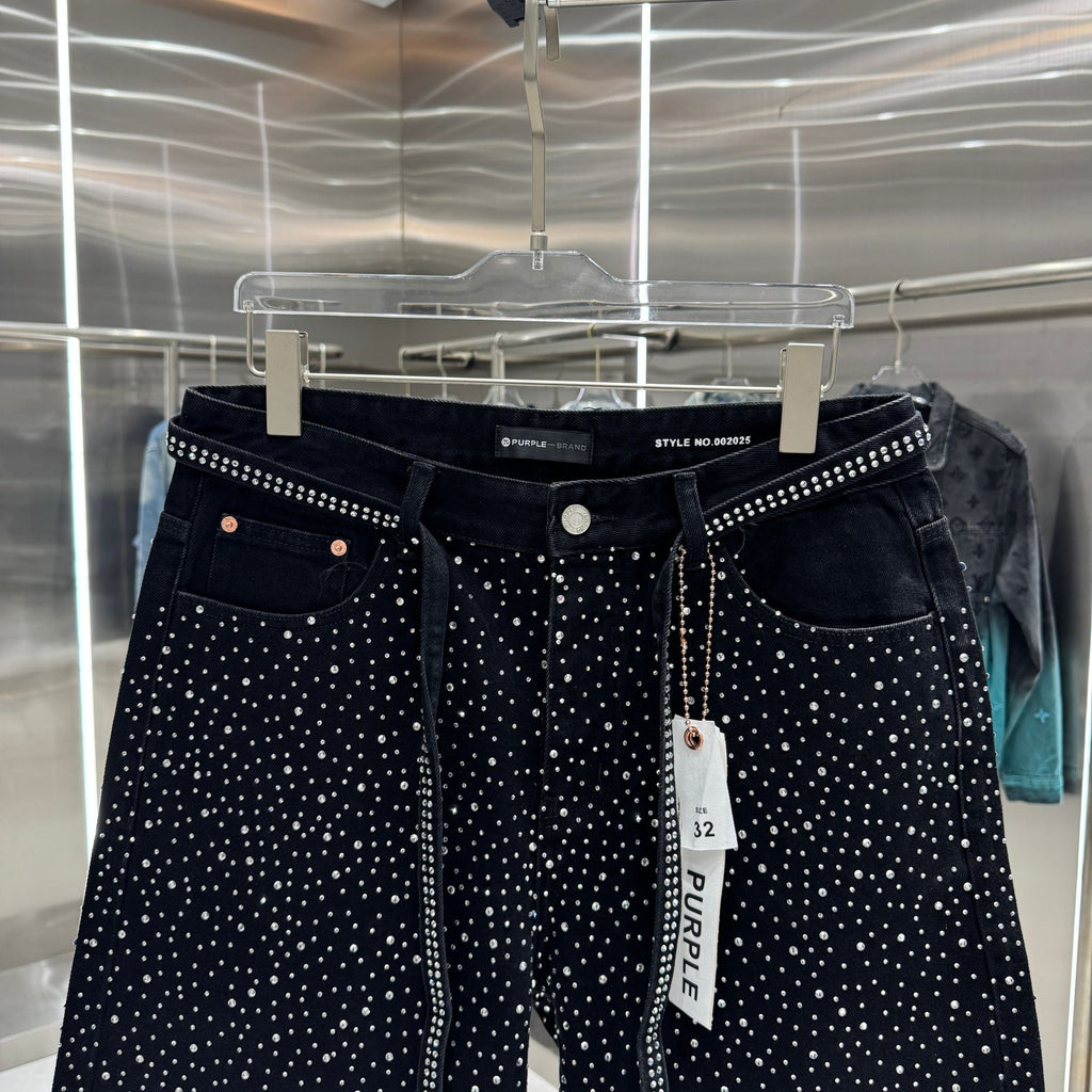 Purple Label Heavy Duty Rhinestone Denim Shorts