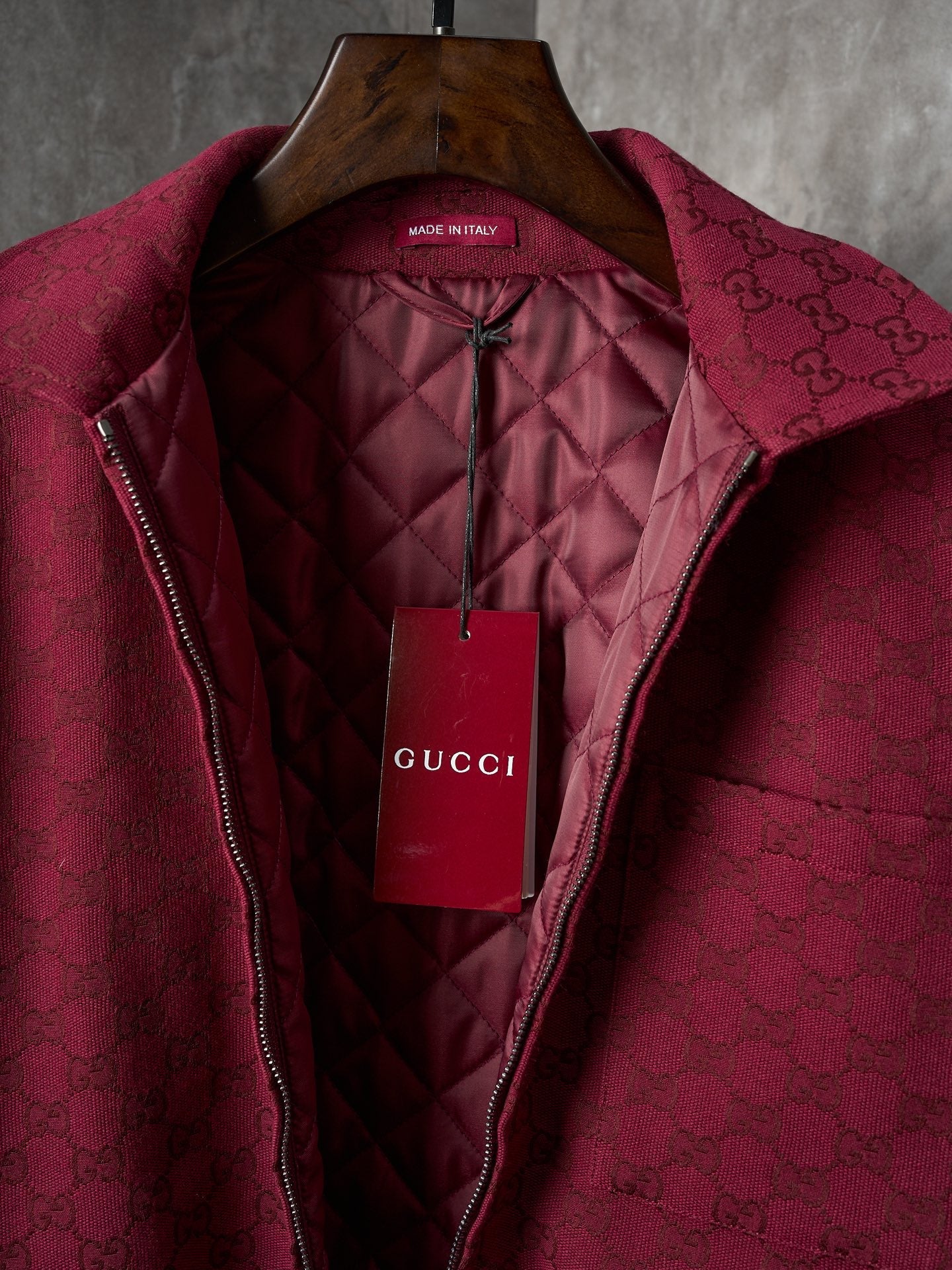 GG Jacquard Canvas Jacket with Chain Collar