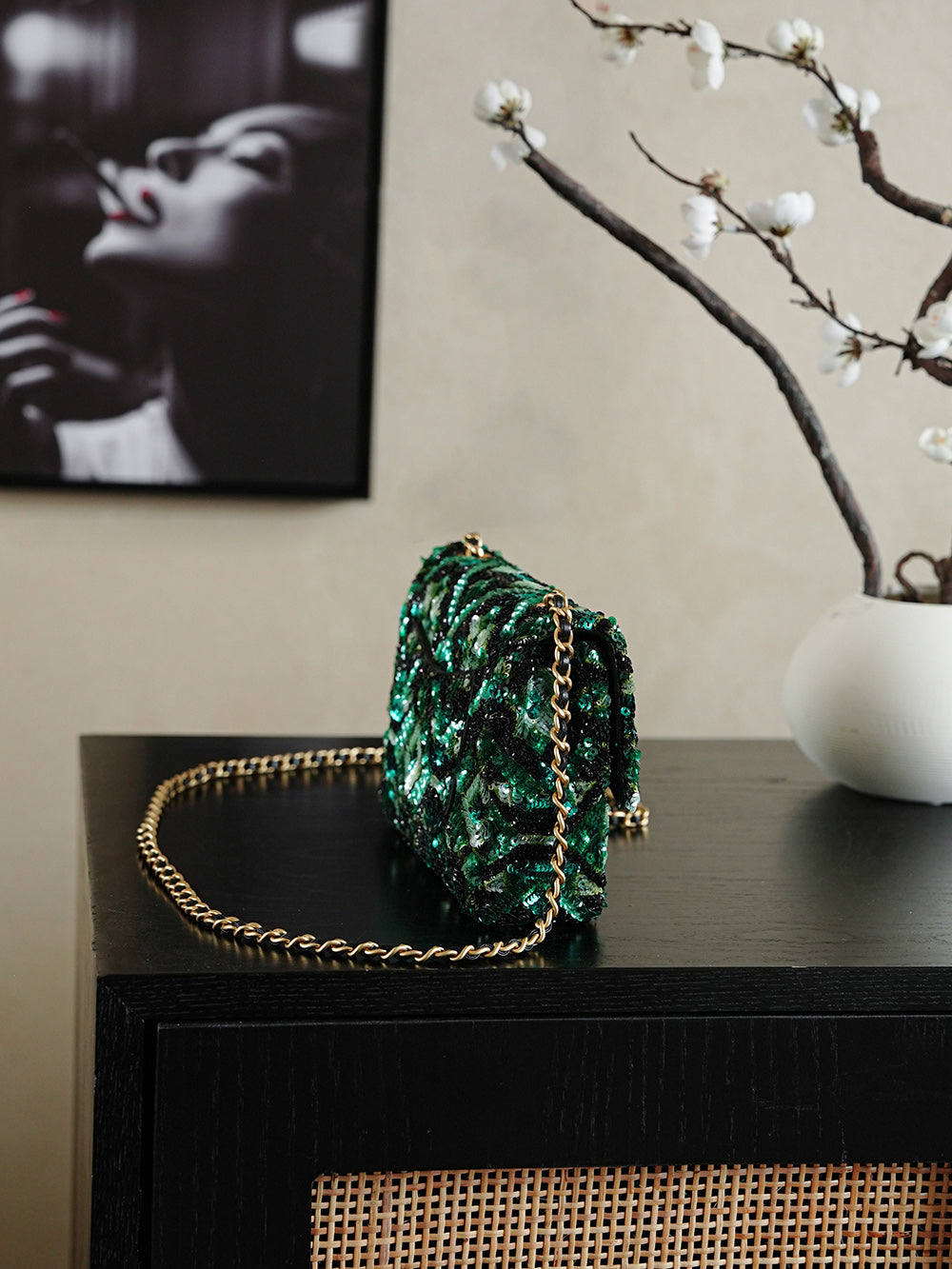 Chanel Emerald Beaded Bag