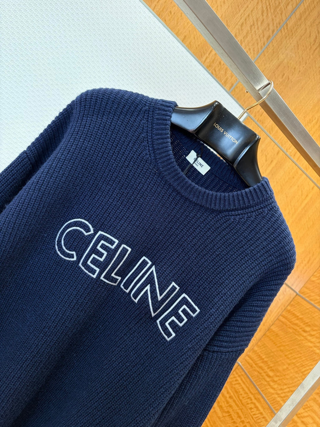 Celine Embroidery Waffle Knit Sweater