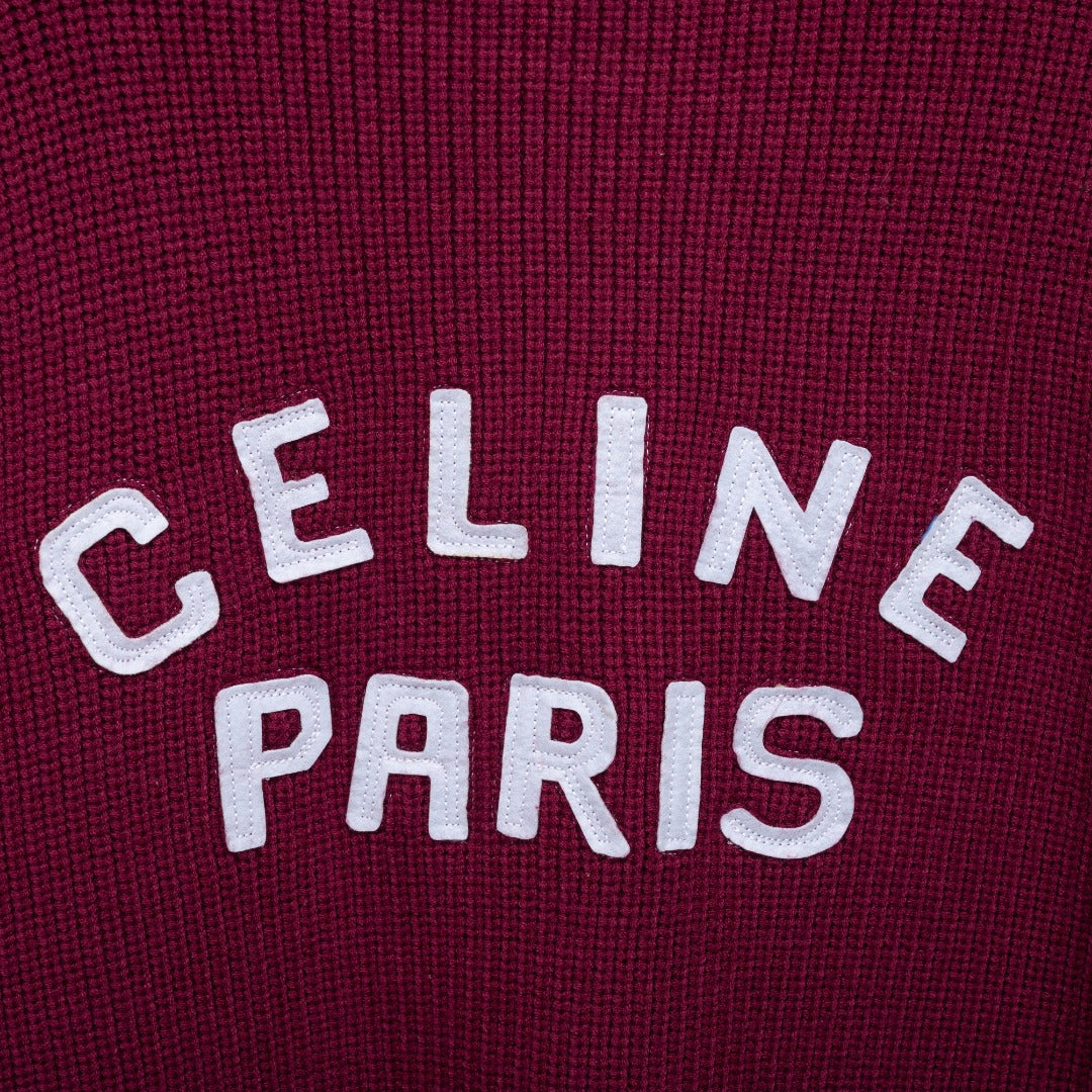 Celine Leather Logo Cardigan