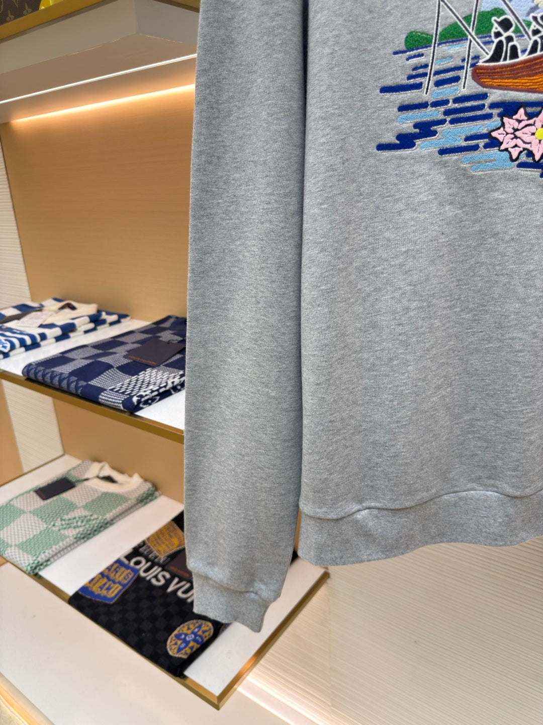 LV Fishing Embroidered Crew Neck Sweatshirt