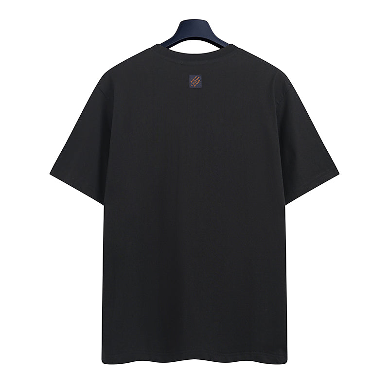 LV Earth flocked Print- Sleeve T-Shirt