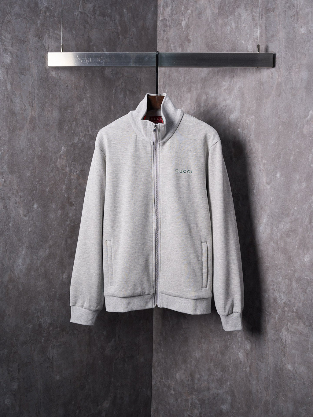 GG Knit Zipper Stand Collar Jacket