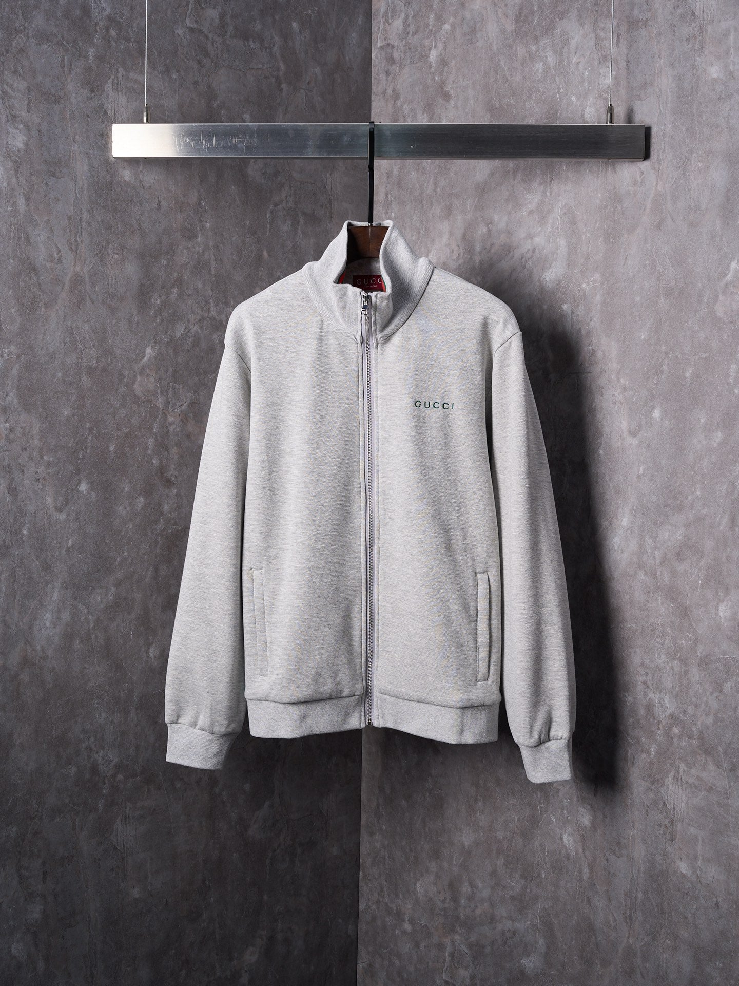 GG Knit Zipper Stand Collar Jacket