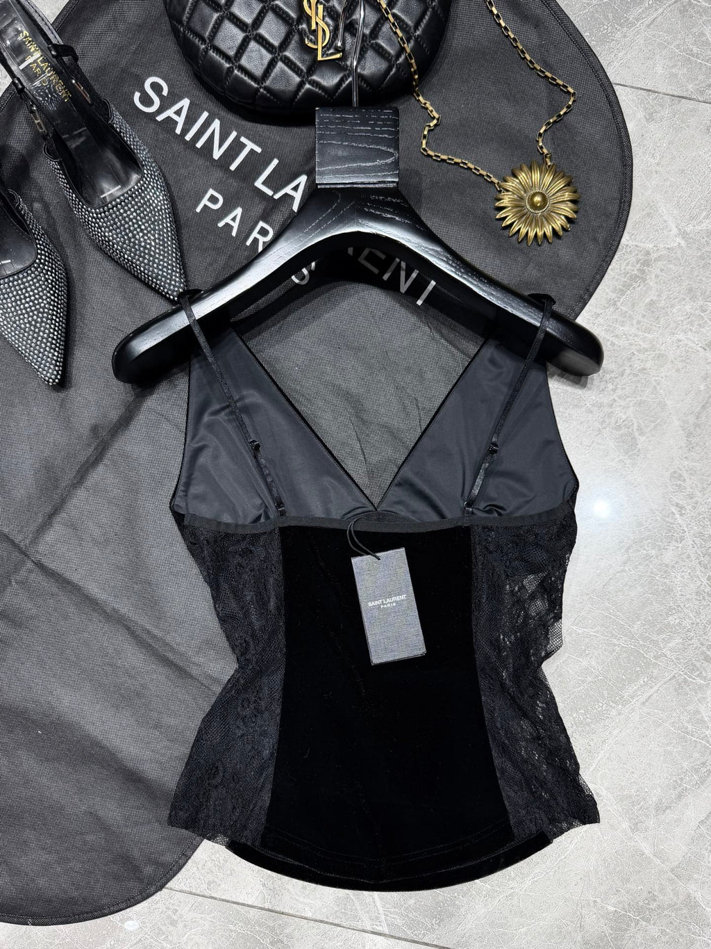 Women's YSL Lace Velvet Top
