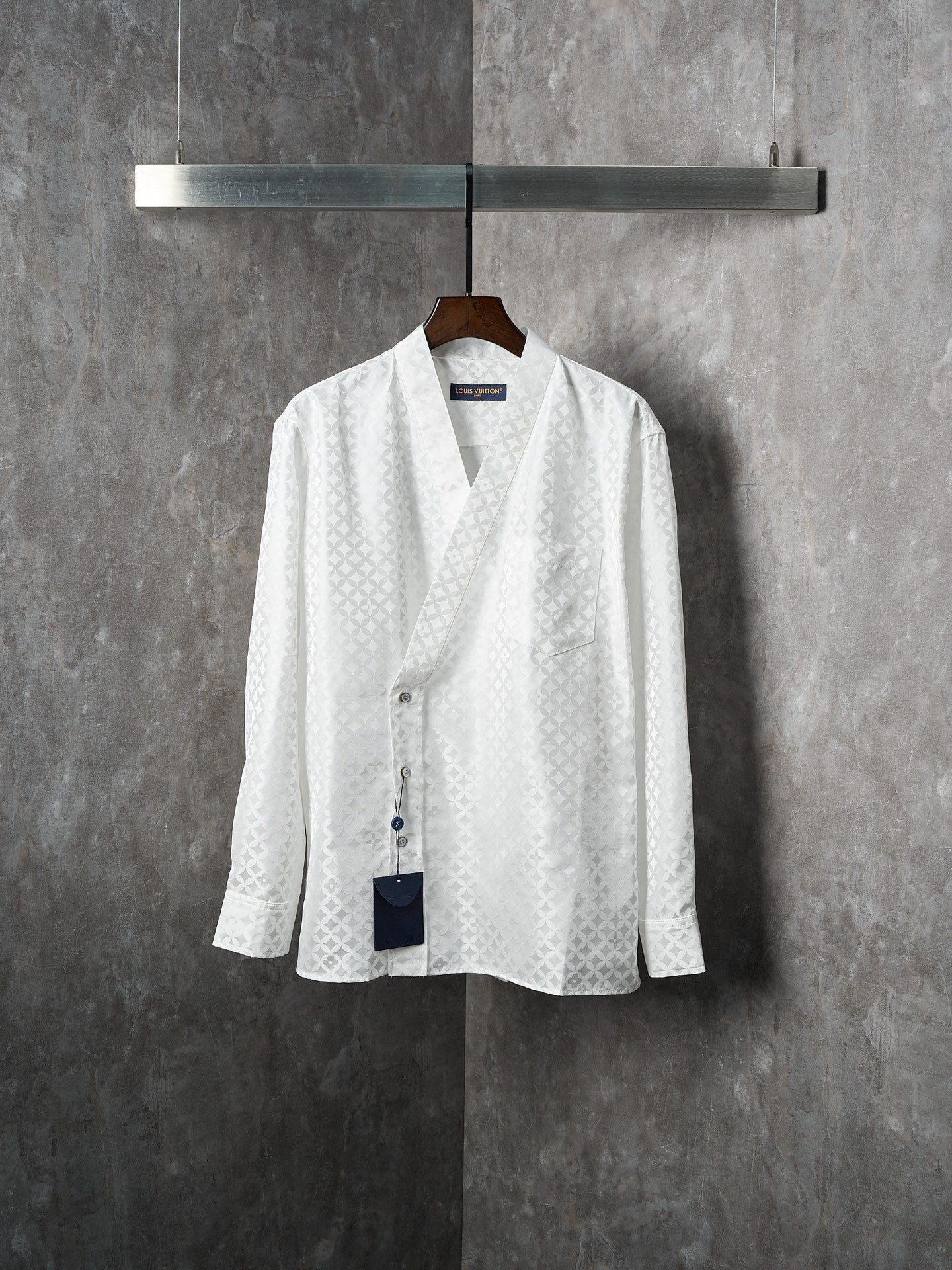 LV Nigo Collaboration Series Four-Leaf Clover Jacquard Kimono-Style Long-Sleeved Shirt