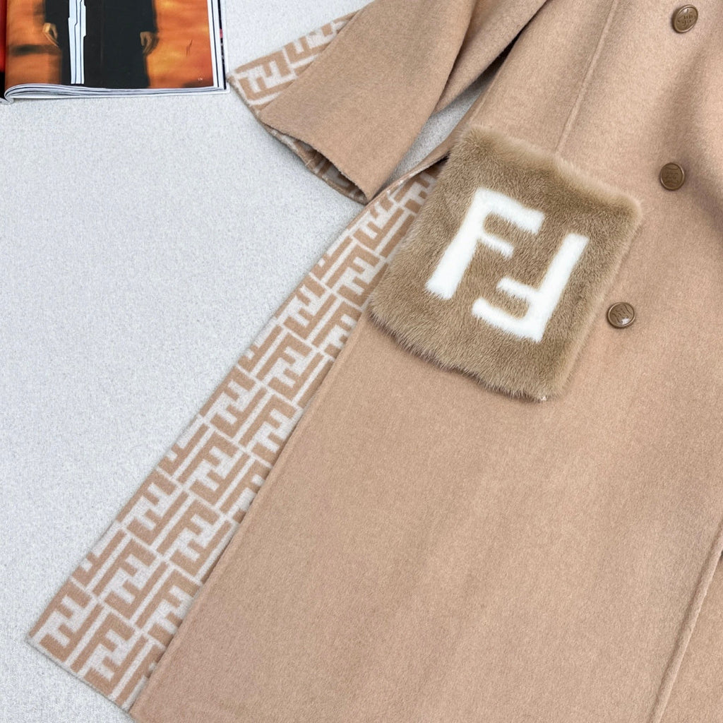 Women's Fendi Newest Mink Coat Double F Pocket