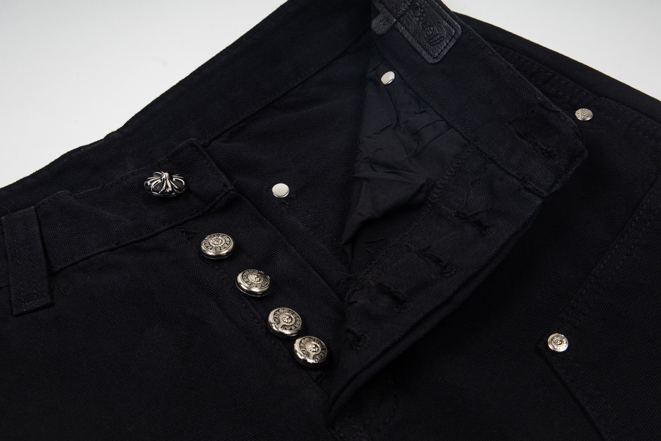 CH Logging Patchwork Leather Washed Jeans