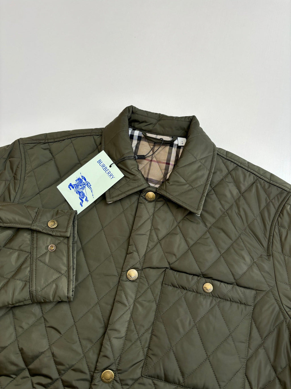 Burberry BB Quilted Nylon Brighton Shirt-Style Cotton Jacket