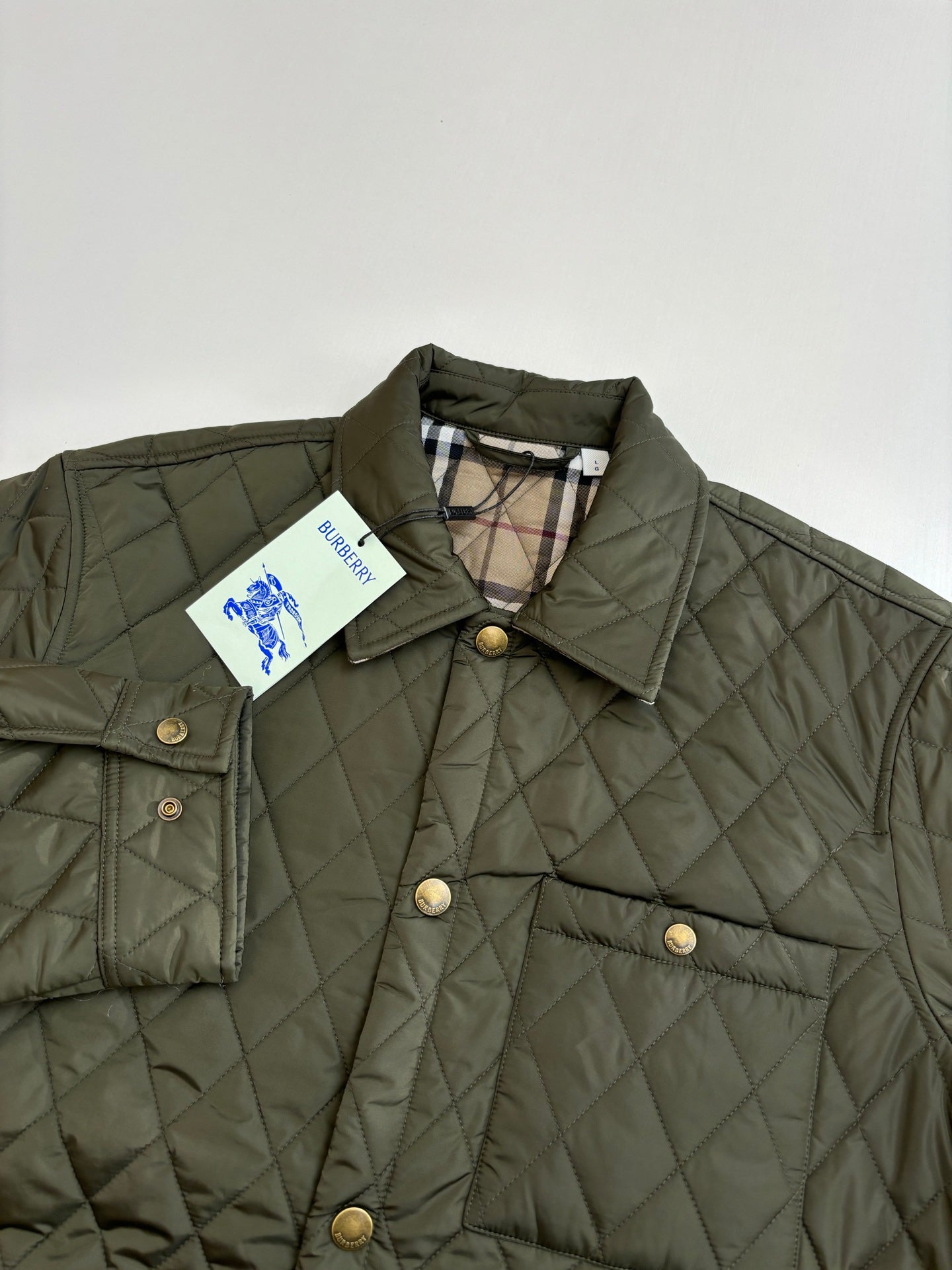 Burberry BB Quilted Nylon Brighton Shirt-Style Cotton Jacket